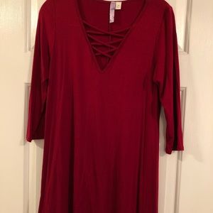 Red Cross cross flowy dress